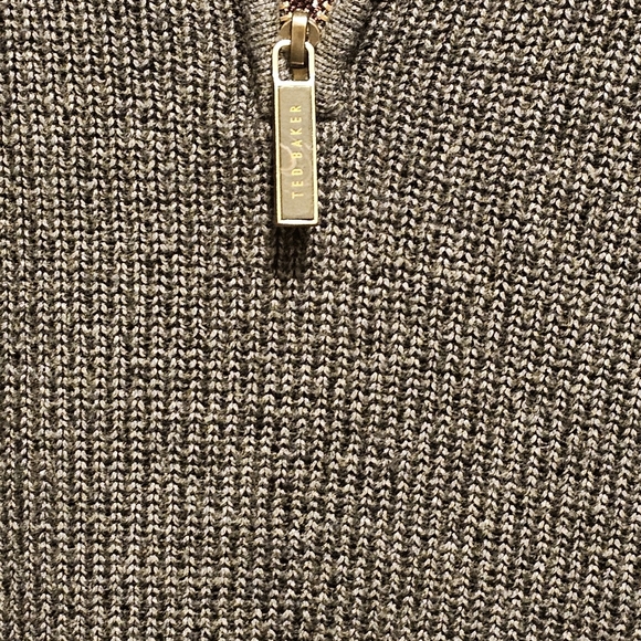 Ted Baker London Gray Stach Quarter Zip Sweater - Size 5 (XL) - Picture 3 of 13